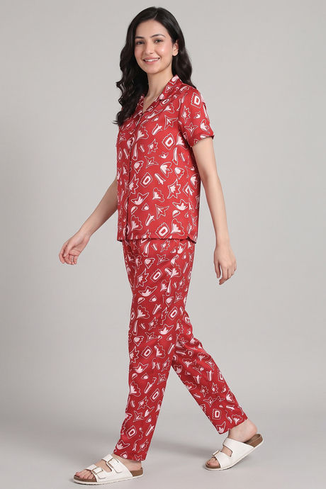 Zivame Satin Pyjama Set - Barbados Cherry — image 3